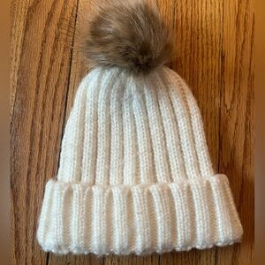Nordstrom Faux Fur Pom Pom Beanie Cream One Size